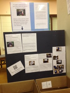 A display is ready to inform shoppers at our book fair about our Little Free Library project