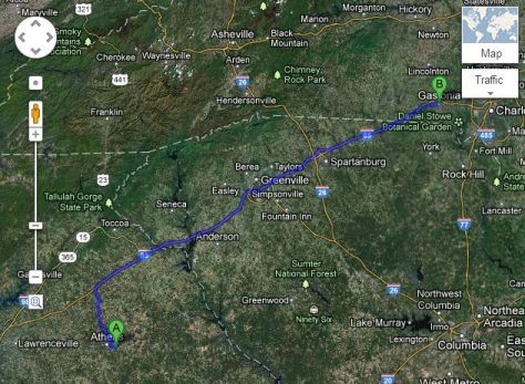 Athens, GA to Gastonia, NC