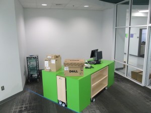 Circulation island instead of a clunky circulation desk