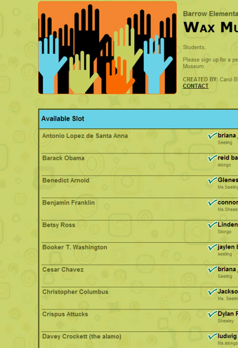 Barrow Elementary  Wax Museum   4th Grade