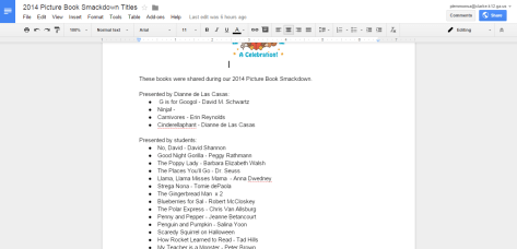 2014 Picture Book Smackdown Titles   Google Docs
